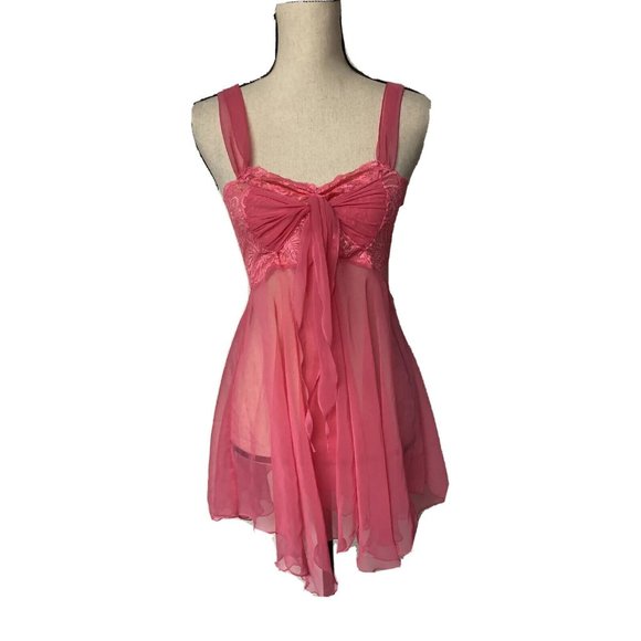 Victoria's Secret Other - Victoria’s Secret Nightgown Lingerie Vintage Gold Label Pink Sheer M
